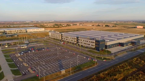 Factory Aerial View Above Drone Sky Industrial Outside Suburbs Stock Footage 127618204