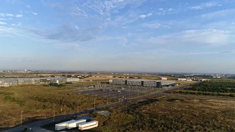 Factory Aerial View Above Drone Sky Industrial Outside Suburbs Stock-Footage 127618261