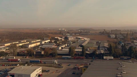 Factory Aerial View Above Drone Sky Industrial Outside Suburbs Stock Footage 128295827