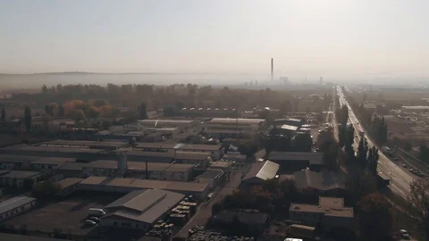 Factory Aerial View Above Drone Sky Industrial Outside Suburbs Vídeo Stock 128295848
