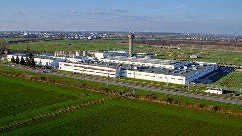 Factory Aerial View Above Drone Sky Industrial Outside Suburbs 스톡 동영상 128486040