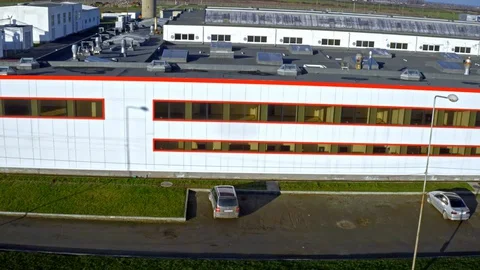 Factory Aerial View Above Drone Sky Industrial Outside Suburbs Stock Footage 128486100