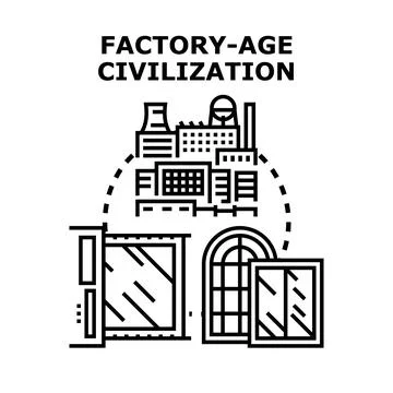 Factory age civilization development vector concept Stock Illustration