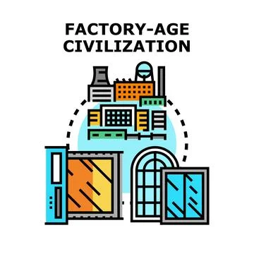 Factory age civilization development vector concept Stock Illustration