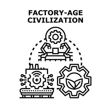 Factory age civilization industrial development concept illustrating technolo Stock Illustration