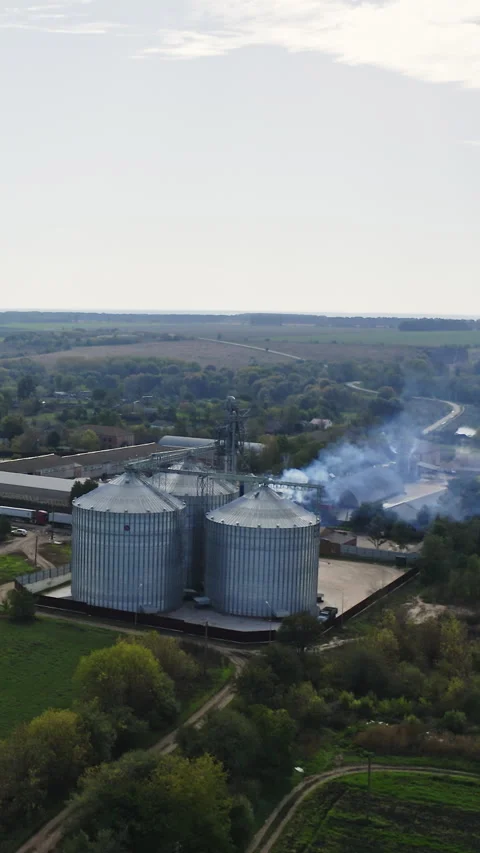 Factory agricultural elevator aerial view. Stock Footage 308305659