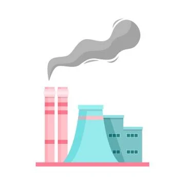 Factory air pollution. Flat style raster illustration. Illustrazione stock