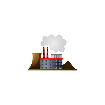 Factory air pollution. Flat style raster illustration. Illustrazione stock