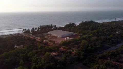 Factory along coast of Pacific ocean in Senegal Stock Footage 208936729