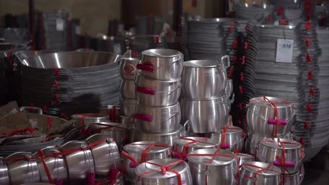 Factory of aluminum pans Stock Footage 221347568