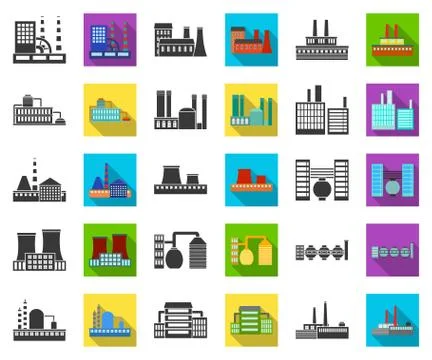 Factory and facilities black,flat icons in set collection for design. Factory イラスト素材