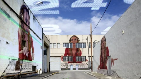 Factory and industrial complex with passing clouds and business woman Stock Footage 317025407