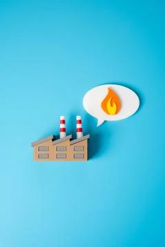 Factory and symbol of fire. Highest productivity and performance. Safety, ind Foto stock