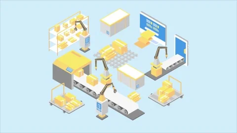 Factory animated isometric concept. Video stock 231271827