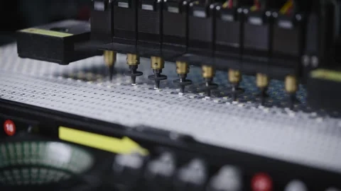 Factory for the assembly of LED lamps. High-tech machine for placing LEDs on Stock Footage 244027244