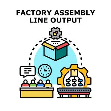 Factory assembly line output production process manufacturing Stock Illustration