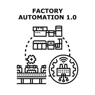 Factory automation 1.0 concept for smart industry Stock Illustration