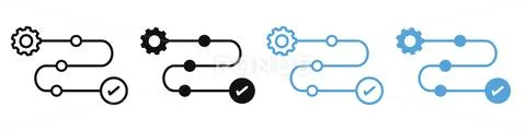 Factory Automation Icons Showing Sequential Workflow and Performance ...