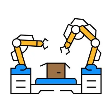 Factory automation manufacturing engineer icon color illustration Stock Illustration