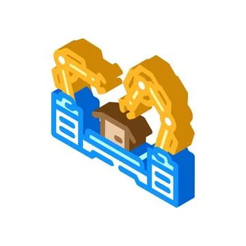 Factory automation manufacturing engineer isometric icon vector illustration Stock Illustration