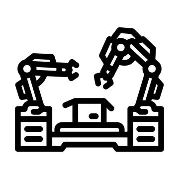 Factory automation manufacturing engineer line icon vector illustration Stock Illustration