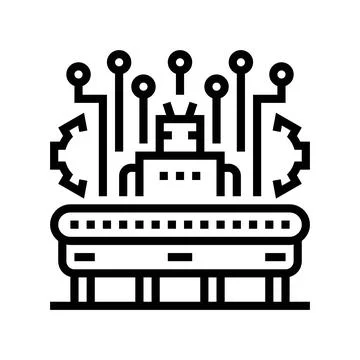 Factory automation manufacturing engineer line icon vector illustration Stock Illustration