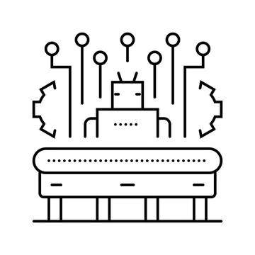 Factory automation manufacturing engineer line icon vector illustration Stock Illustration