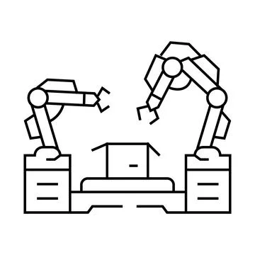 Factory automation manufacturing engineer line icon vector illustration 스톡 일러스트