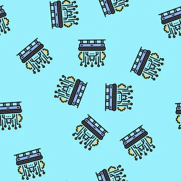 Factory automation manufacturing engineer vector seamless pattern Stock Illustration