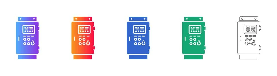 Factory Automation Panel Icons Set Stock Illustration