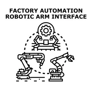 Factory automation robotic arm control interface technology Stock Illustration