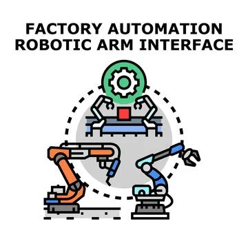 Factory automation robotic arm control interface technology Stock Illustration