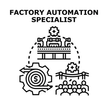 Factory automation specialist developing efficient industrial processes Stock Illustration
