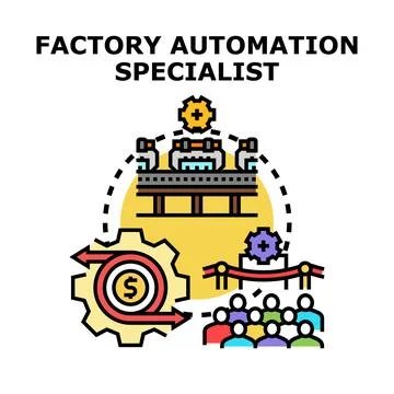 Factory automation specialist developing efficient industrial processes Stock Illustration
