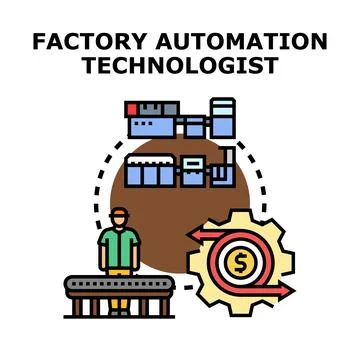 Factory automation technologist optimizing industrial production process Stock Illustration