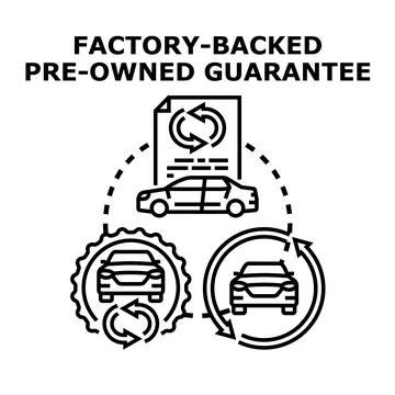 Factory backed pre owned guarantee concept icon Stock Illustration