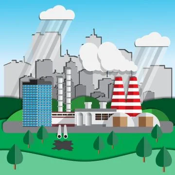 Factory on a background of the city. Stock Illustration