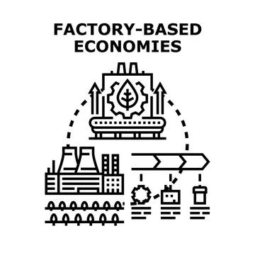 Factory based economies developing industry and production process Stock Illustration