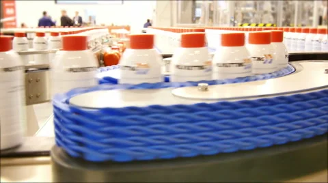 Factory Belt Conveyor Bottles Video stock 50623914