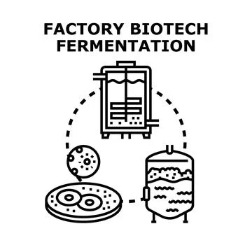 Factory biotech fermentation process engineering concept 库存插图