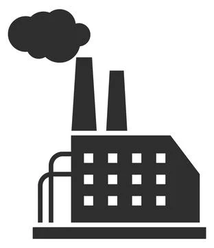 Factory black icon. Air pollution industrial building Ilustración de archivo