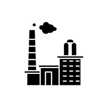 Factory black icon, vector sign on isolated background. Factory concept symbol Stock Illustration
