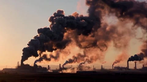 Factory Black Pollution Smokestacks Environment Stock Footage 286132511