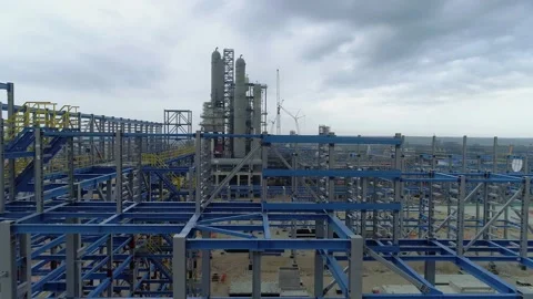 A factory with blue sky in the background Video stock 138225107