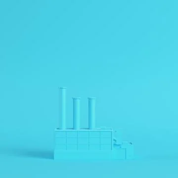 Factory on bright blue background in pastel colors Stock Illustration