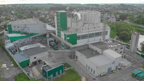 Factory Building Aerial Stock Footage 155175192