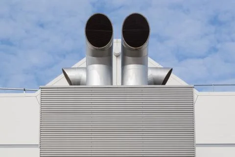 Factory building with a big ventilation system Stock Photos