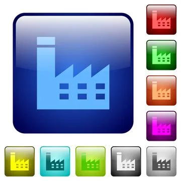Factory building color square buttons Ilustración de archivo
