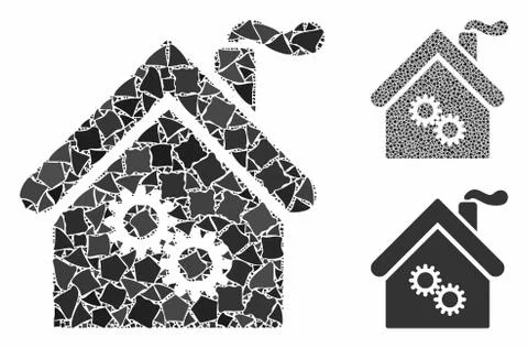 Factory building Composition Icon of Raggy Pieces Ilustración de archivo