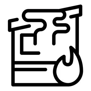 Factory building experiencing a fire hazard with flames present Ilustración de archivo